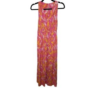 Jessica Simpson Pink Floral Maxi Dress Sleeveless XS Tropical Smocked‎